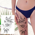 Sexy Flower Temporary Tattoos For Women Body Art Painting Arm Legs Tattoos Sticker Realistic Fake Black Rose Waterproof TattoosJ82505-CLZ161