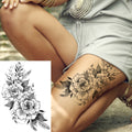 Sexy Flower Temporary Tattoos For Women Body Art Painting Arm Legs Tattoos Sticker Realistic Fake Black Rose Waterproof TattoosJ82505-CLZ142