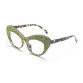 Shiny Cat Eye Anti Blue Light Glasses Rhinestone Decor Oversize Oval Clear Glasses Diamond Crystal Spectacles Optical Frame