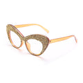 Shiny Cat Eye Anti Blue Light Glasses Rhinestone Decor Oversize Oval Clear Glasses Diamond Crystal Spectacles Optical Frame
