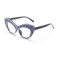 Shiny Cat Eye Anti Blue Light Glasses Rhinestone Decor Oversize Oval Clear Glasses Diamond Crystal Spectacles Optical Frame