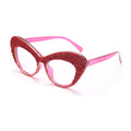 Shiny Cat Eye Anti Blue Light Glasses Rhinestone Decor Oversize Oval Clear Glasses Diamond Crystal Spectacles Optical Frame