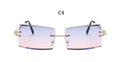 Small Square Rimless Sunglasses Women Eyewear Fashion Brown Clear Shades Glasses Vintage Luxury Brand Sun Glasses Female