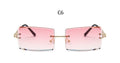 Small Square Rimless Sunglasses Women Eyewear Fashion Brown Clear Shades Glasses Vintage Luxury Brand Sun Glasses Female