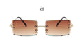 Small Square Rimless Sunglasses Women Eyewear Fashion Brown Clear Shades Glasses Vintage Luxury Brand Sun Glasses Female
