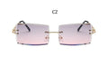 Small Square Rimless Sunglasses Women Eyewear Fashion Brown Clear Shades Glasses Vintage Luxury Brand Sun Glasses Female
