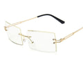 Small Square Rimless Sunglasses Women Eyewear Fashion Brown Clear Shades Glasses Vintage Luxury Brand Sun Glasses Female