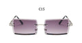Small Square Rimless Sunglasses Women Eyewear Fashion Brown Clear Shades Glasses Vintage Luxury Brand Sun Glasses Female