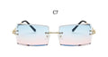 Small Square Rimless Sunglasses Women Eyewear Fashion Brown Clear Shades Glasses Vintage Luxury Brand Sun Glasses Female
