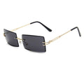 Small Square Rimless Sunglasses Women Eyewear Fashion Brown Clear Shades Glasses Vintage Luxury Brand Sun Glasses Female