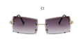 Small Square Rimless Sunglasses Women Eyewear Fashion Brown Clear Shades Glasses Vintage Luxury Brand Sun Glasses Female