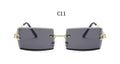 Small Square Rimless Sunglasses Women Eyewear Fashion Brown Clear Shades Glasses Vintage Luxury Brand Sun Glasses Female