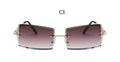Small Square Rimless Sunglasses Women Eyewear Fashion Brown Clear Shades Glasses Vintage Luxury Brand Sun Glasses Female