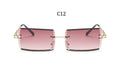 Small Square Rimless Sunglasses Women Eyewear Fashion Brown Clear Shades Glasses Vintage Luxury Brand Sun Glasses Female