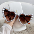 Vintage Cat Eye Love Heart Sunglasses Women Fashion Personality Sun Glasses Pearl Diamond Eyeglasses Uv400 Gafas De Sol
