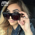 Vintage Square Sunglasses Lady Flat Top Mirror Cat Eye Sun Glasses Female Shades UV400