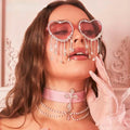Sexy Women Heart Diamond Sunglasses 2022 Oversized Shiny Tassel Rhinestones Sun Glasses Fashion Female Colorful Party Eyewear