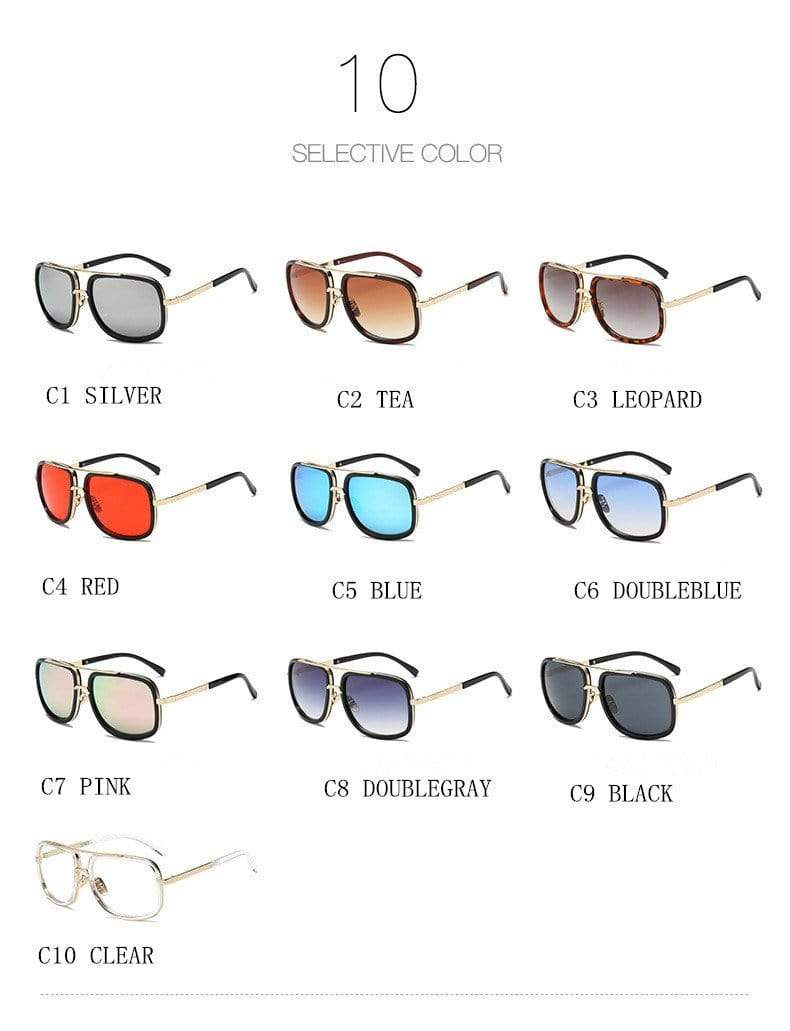 Men's Polarized Sunglasses Big Square Frame Luxury UV400 Retro Sunglas